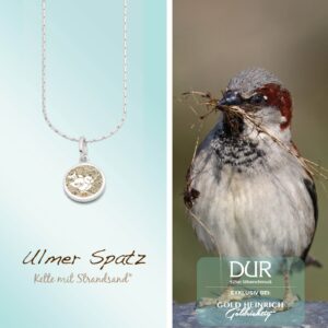 Silber Anhänger - Ulmer Spatz, mit Kette